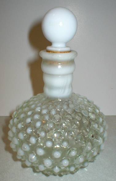 Fenton French Opalescent Glass Hobnail Pattern Dresser Bottle