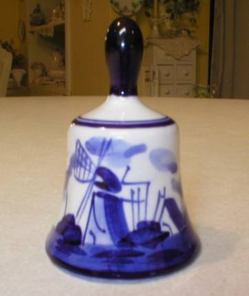 Delfts Blauw Hand Painted Blue & White Windmill Bell
