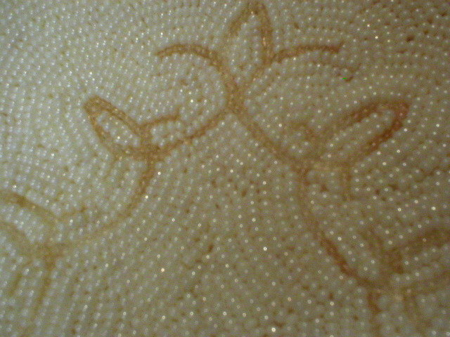 Vintage Ivory Glass Seed Beads Evening Purse