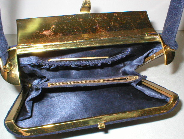 Vintage 1950's Ingber Navy Blue Felt Purse