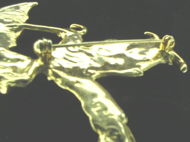 Adorable Enamel on Gold Vermeil Clown & Umbrella Brooch