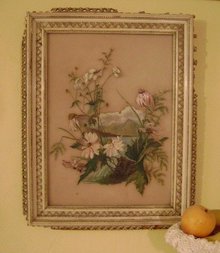 1800s Glass Oil Painting * Wild Flowers *