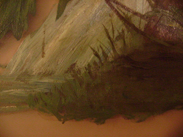 1800s Glass Oil Painting * Wild Flowers *