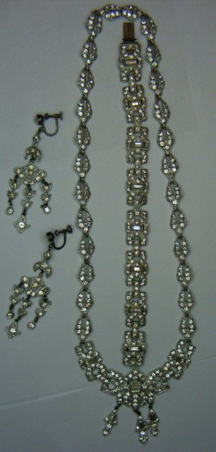 1920s Art Deco 4-Pc Rhinestone Parure Set