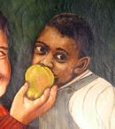 O/C Two Children Folk Art