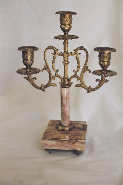 French 3 pc Clock & Candelabra Set
