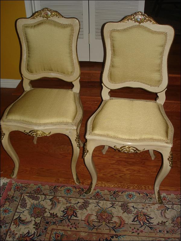 French antique Louis XV style painted chairs