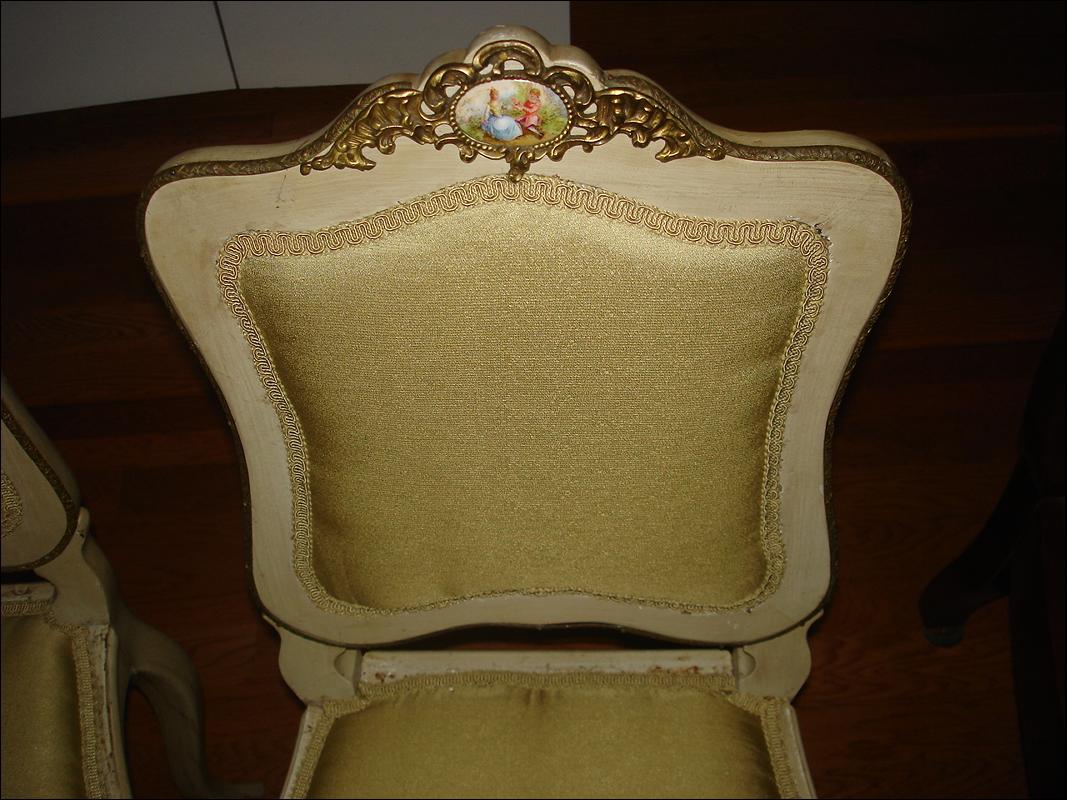 French antique Louis XV style painted chairs