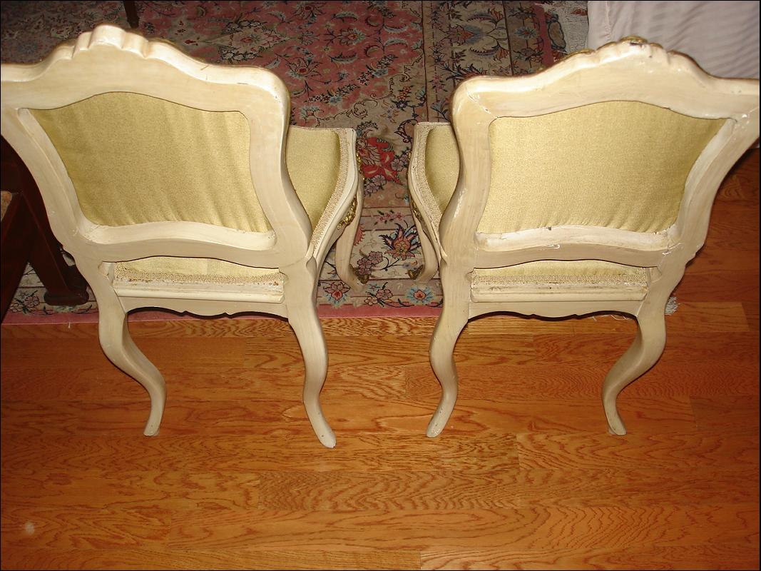 French antique Louis XV style painted chairs