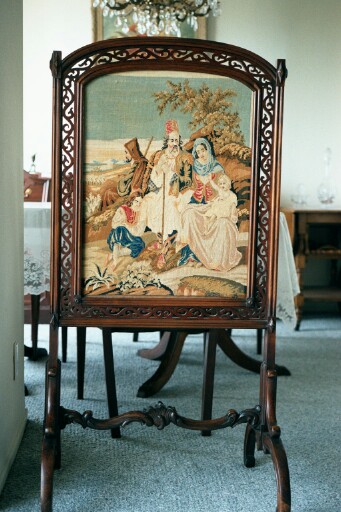 Rosewood Fire Screen with Gorgeous Needlepoint
