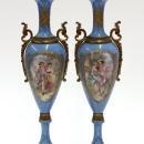 Pair of French ormolu mounted porcelain