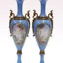 Pair of French ormolu mounted porcelain