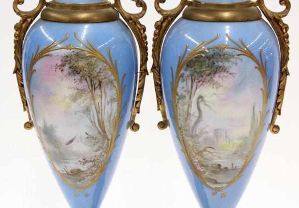Pair of French ormolu mounted porcelain