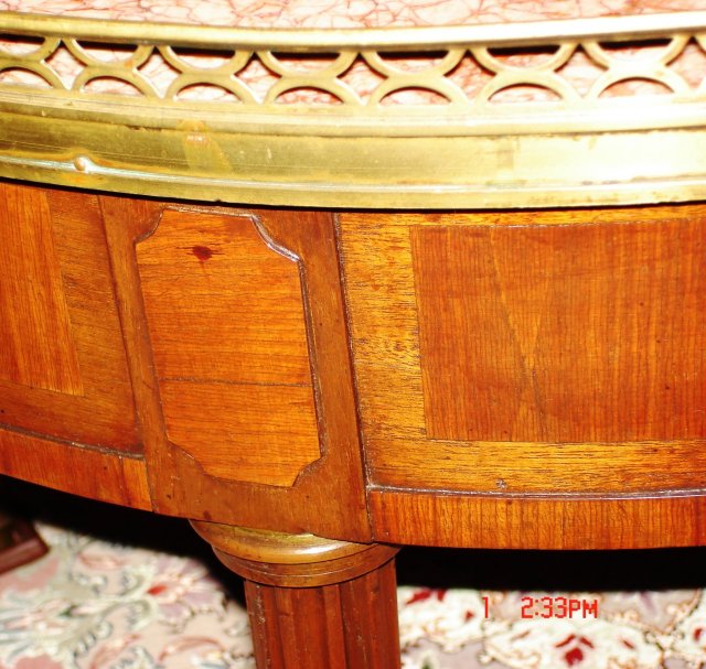 Louis XVI Style Round Marble Top Mahogany