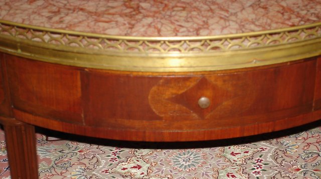 Louis XVI Style Round Marble Top Mahogany