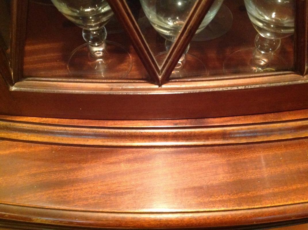 English Mahogany Bow Front Corner Cabinet