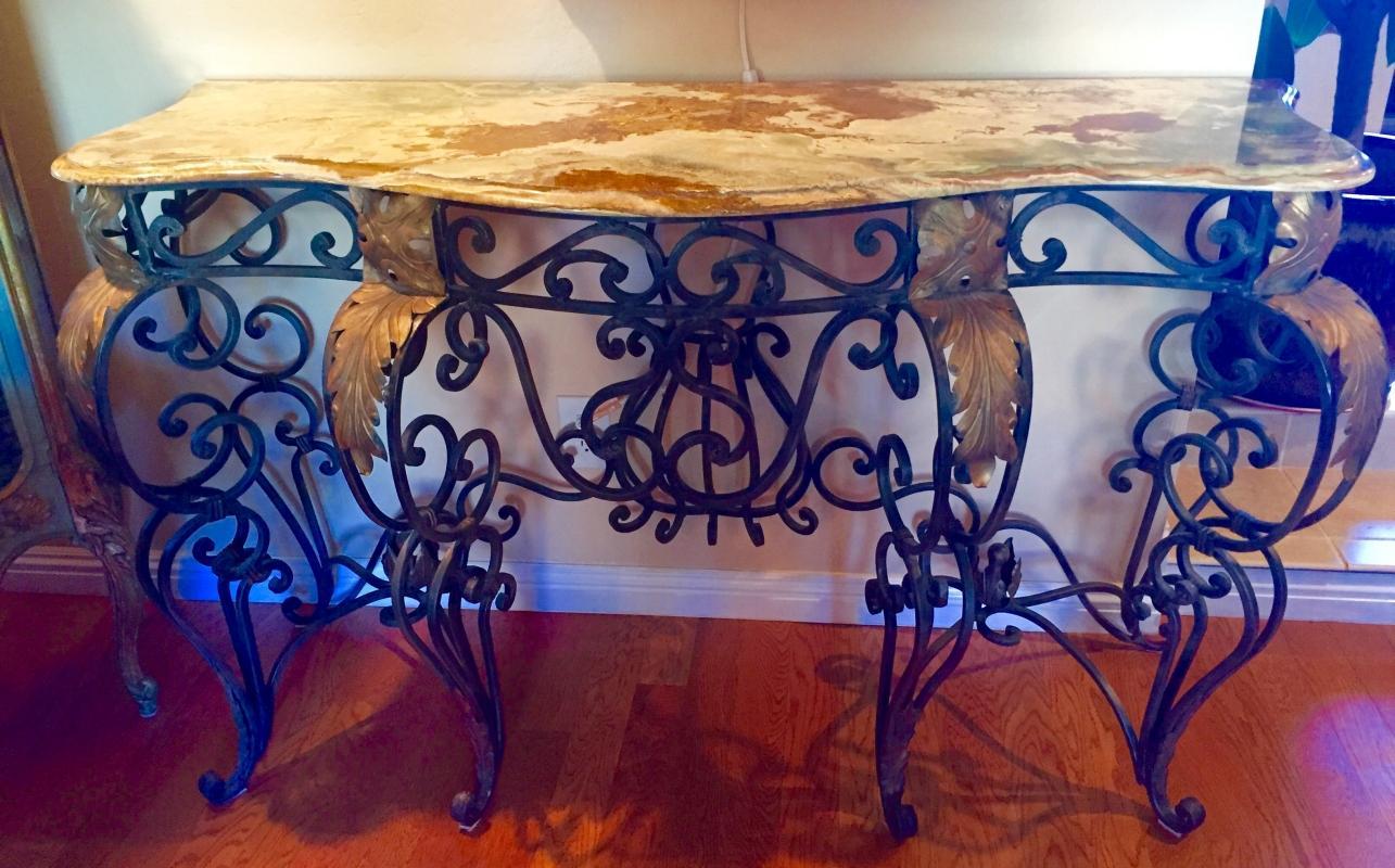 Louis XV style wrought iron console table