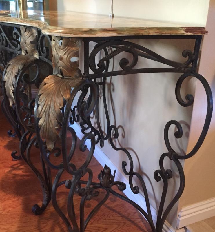 Louis XV style wrought iron console table