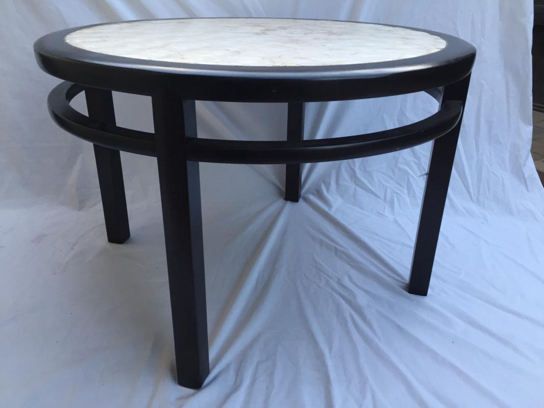 Mahogany side table with Capiz shell top