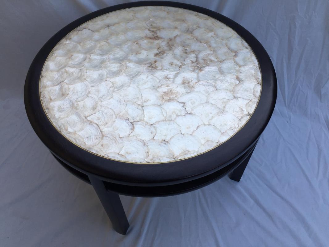 Mahogany side table with Capiz shell top