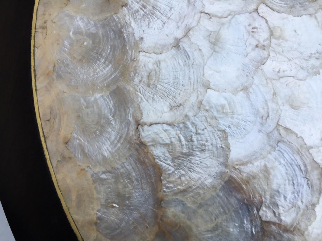 Mahogany side table with Capiz shell top