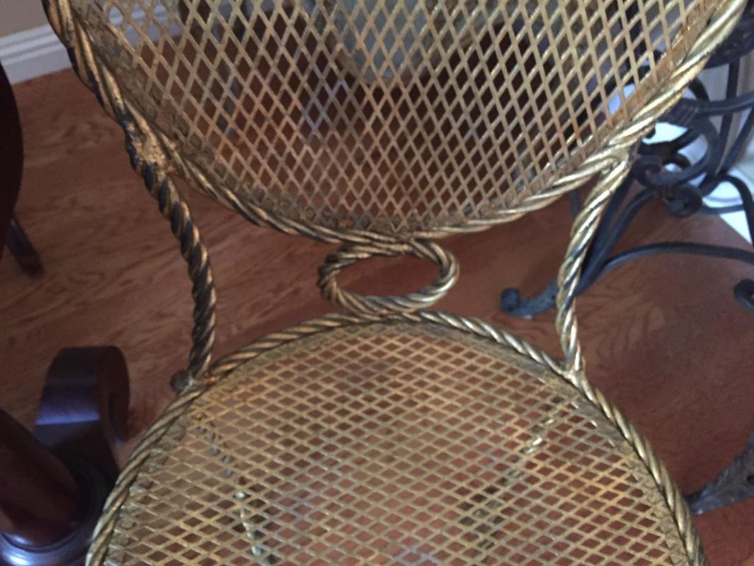 Hollywood Regency style gilt metal rope & tassel Estagere