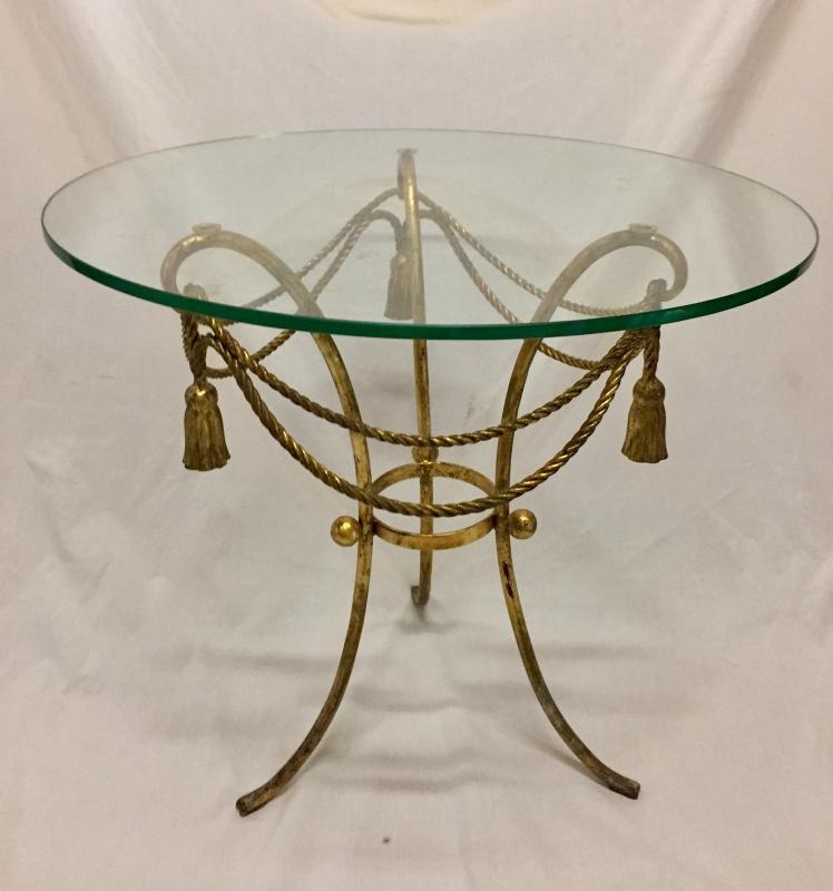 1940's Italian Rope & Tassel Gilt metal table