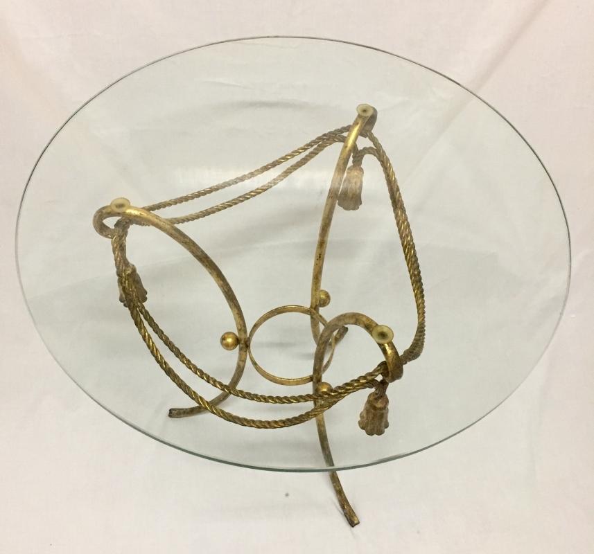 1940's Italian Rope & Tassel Gilt metal table