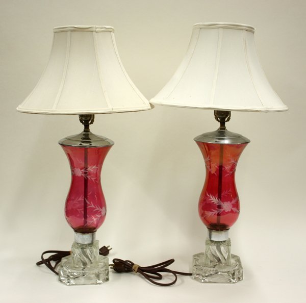 Vintage etched ruby flash glass
