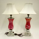 Vintage etched ruby flash glass