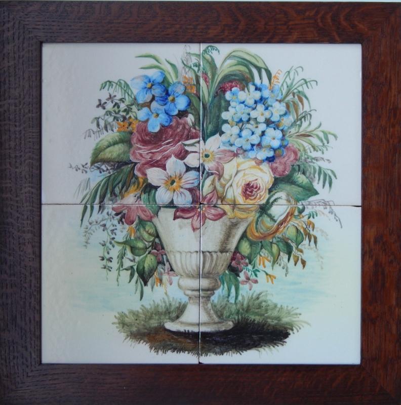 Italian tile Mural in Oak Frame