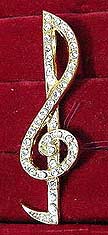 Rhinestone Musical Cleft Pin