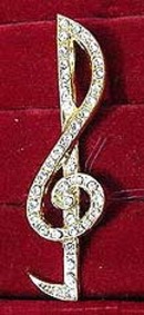 Rhinestone Musical Cleft Pin