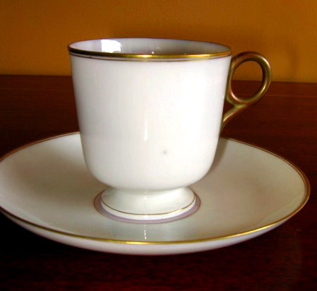 OTT & BREWER Belleek Cup & Saucer - ANTIQUE -