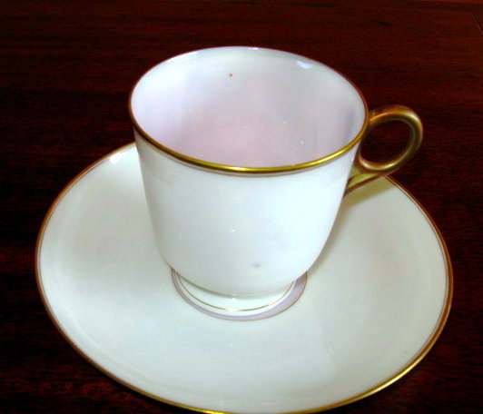 OTT & BREWER Belleek Cup & Saucer - ANTIQUE -