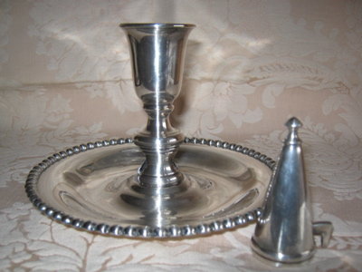 Sheffield Silver Chamber Candlesticks -PAIR- Antique