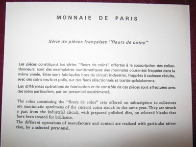 MONNAIE de Paris FLEURS de Coins 1969 French PROOF Set