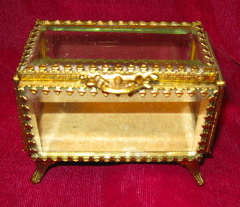 JEWELRY Cask BEVELED Glass Brass Frame