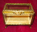 JEWELRY Cask BEVELED Glass Brass Frame