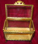 JEWELRY Cask BEVELED Glass Brass Frame
