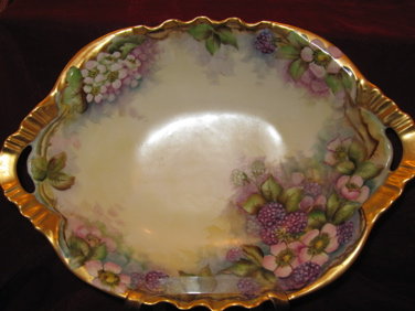 HAVILAND Limoges LARGE Oval Bowl - HAND PAINTED -