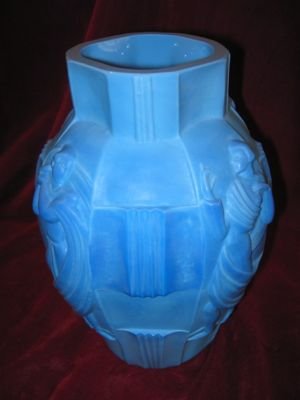 - CZECH Art Glass - SCHLEVOGT Ingrid DECO Vase LAPIS Marble Glass CZECH
