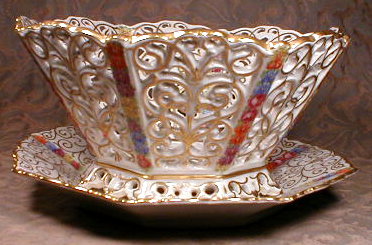 SCHUMANN Pierced BOWL & Plate ANTIQUE 2 pc Set-
