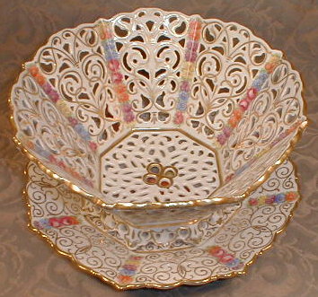 SCHUMANN Pierced BOWL & Plate ANTIQUE 2 pc Set-