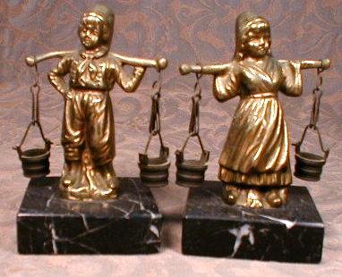 Bronze DUTCH Figures BELGIUM Antique - PAIR -