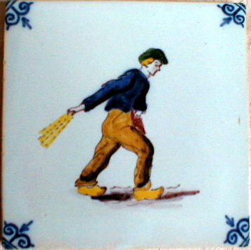 DUTCH Faience TILE Farmer - ANTIQUE