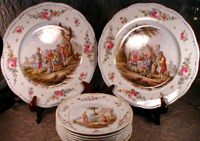 FRENCH Scenic CHARGERS K&G HP Plates ANTIQUE