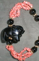 ONYX Elephant Coral NECKLACE - 30 Inch LONG