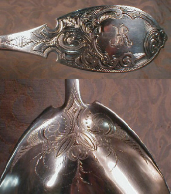 WOOD Hughes SILVER Ladle - LARGE - ANTIQUE -