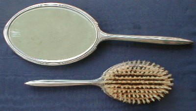 STERLING VANITY Set Brush+Mirror -NO Monogram-